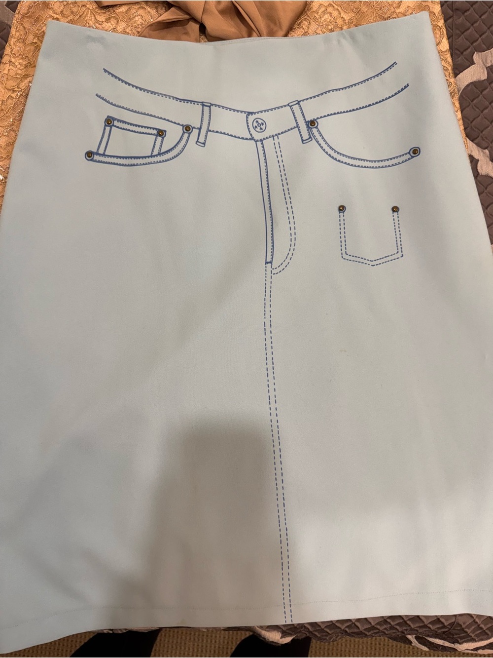 Light Blue Skirt with Printed Pocket Detail